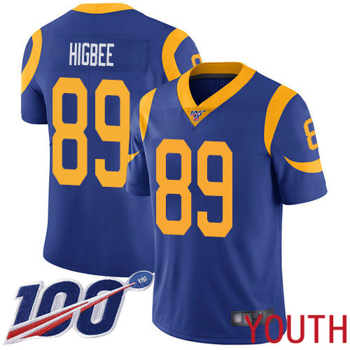 Los Angeles Rams Limited Royal Blue Youth Tyler Higbee Alternate Jersey NFL Football #89 100th Season Vapor Untouchable